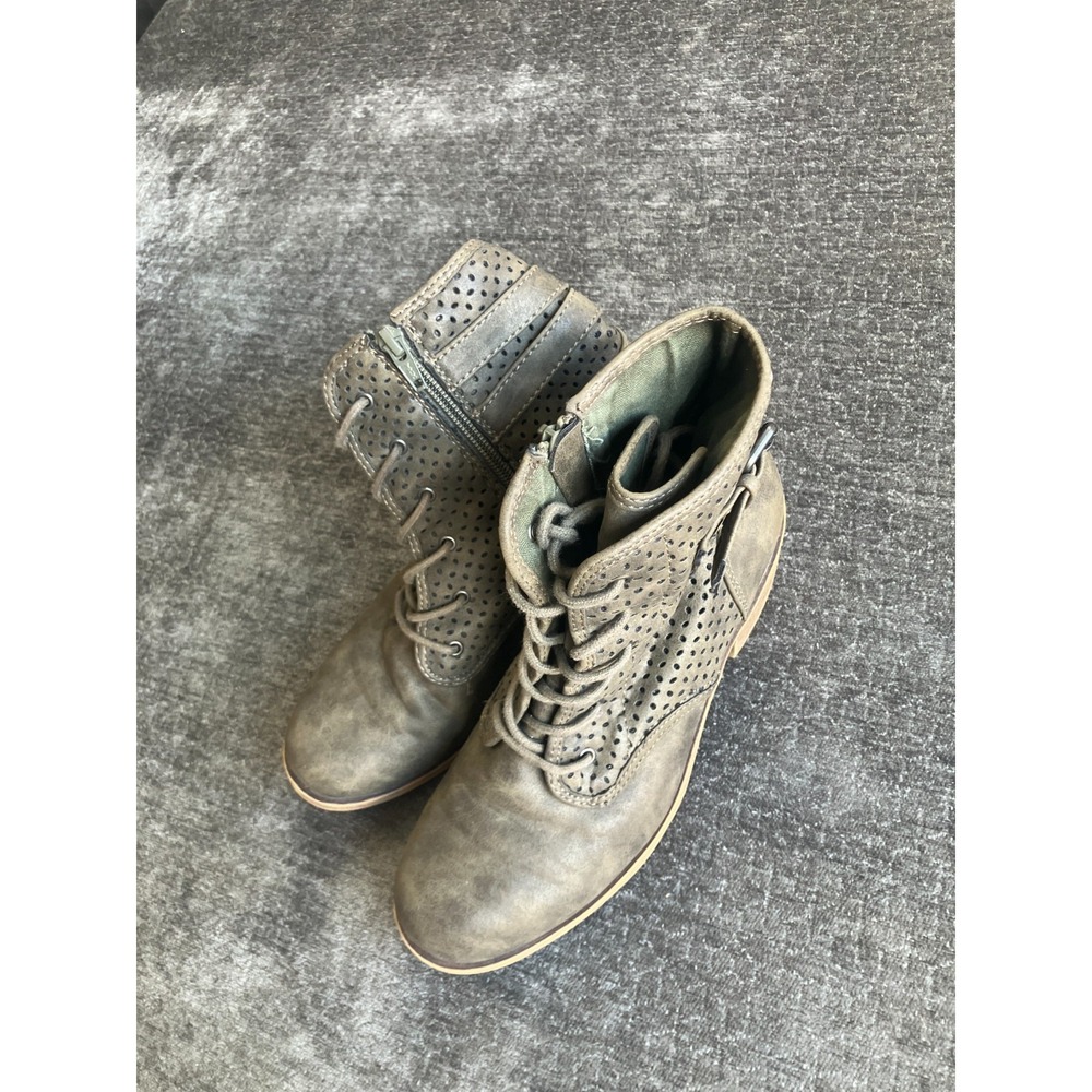 Roxy Vargas Low ARJB700559 Women's US 8.5 Gray Side Zip Cuban Heel Fashion Boots